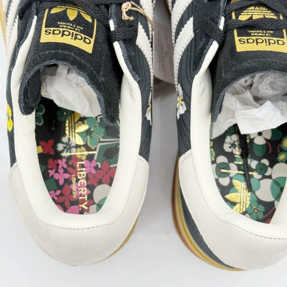 Adidas X Liberty London Gazelle Bold W Size 8.5 Black White Flowers IH1922, NEW